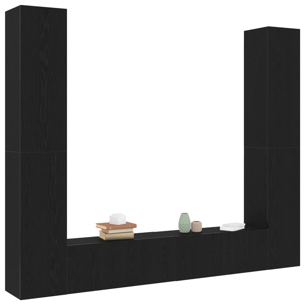 TV szekrény 6 pcs Fekete 80 x 30 x 30 cm Faanyag
