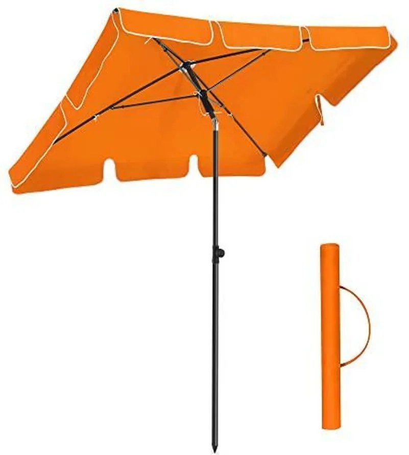 Téglalap alakú erkély napernyő 2 x 1,25 m, UPF 50+ védelem, talp nem tartozék, narancs