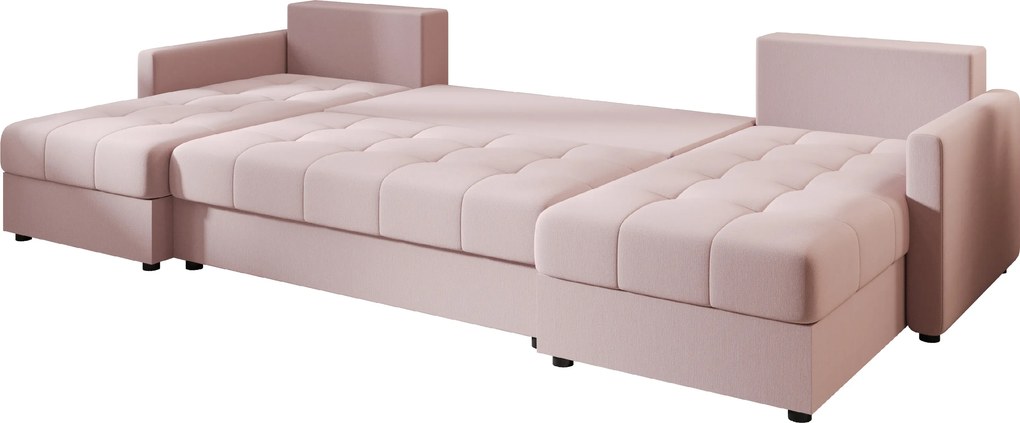 VENORIA U alakú kihúzható ülőgarnitúra, 285x146 cm, púderrózsaszín + 2 párna INGYEN