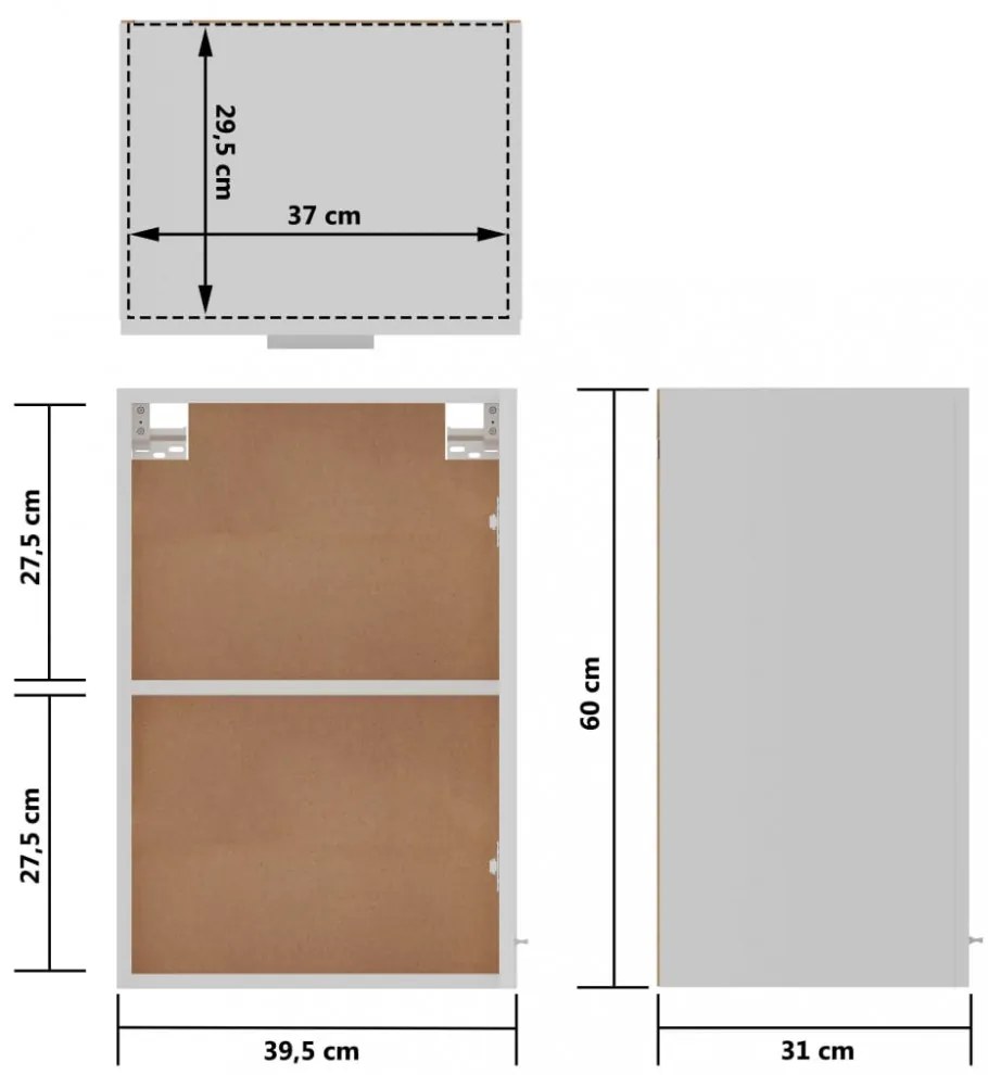 “Lyon” fehér szerelt fa függő szekrény 39,5 x 31 x 60 cm