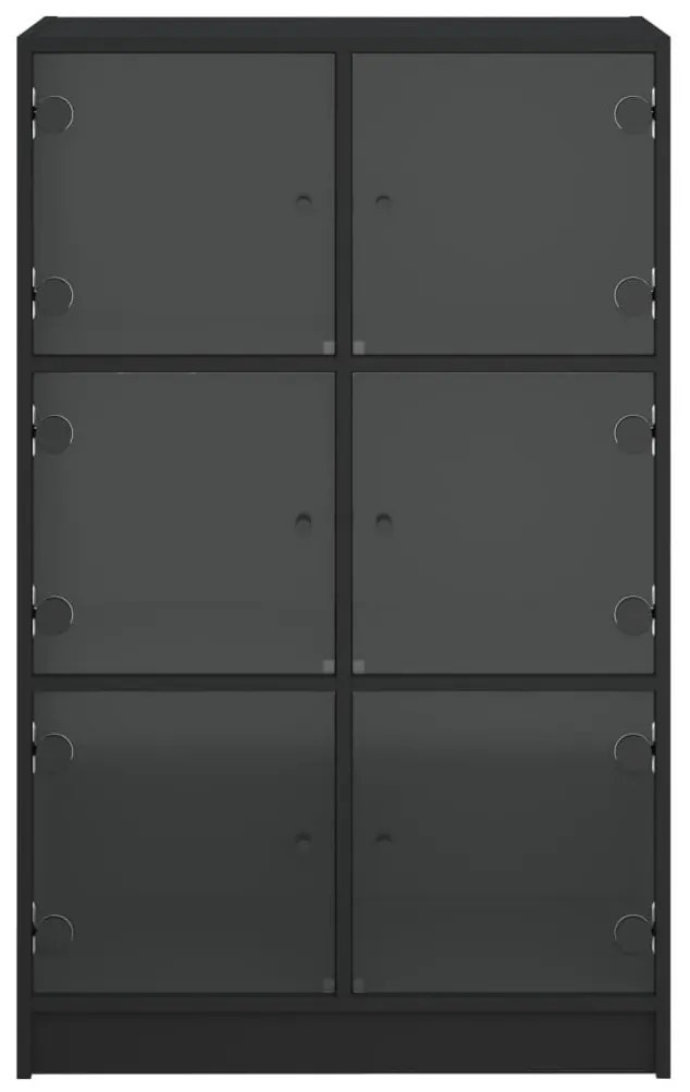 fekete szerelt fa magasszekrény ajtókkal 68 x 37 x 109 cm