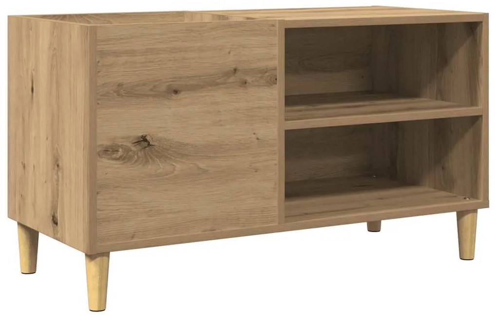 kézműves tölgy színű szerelt fa hanglemezszekrény 84,5x38x48 cm