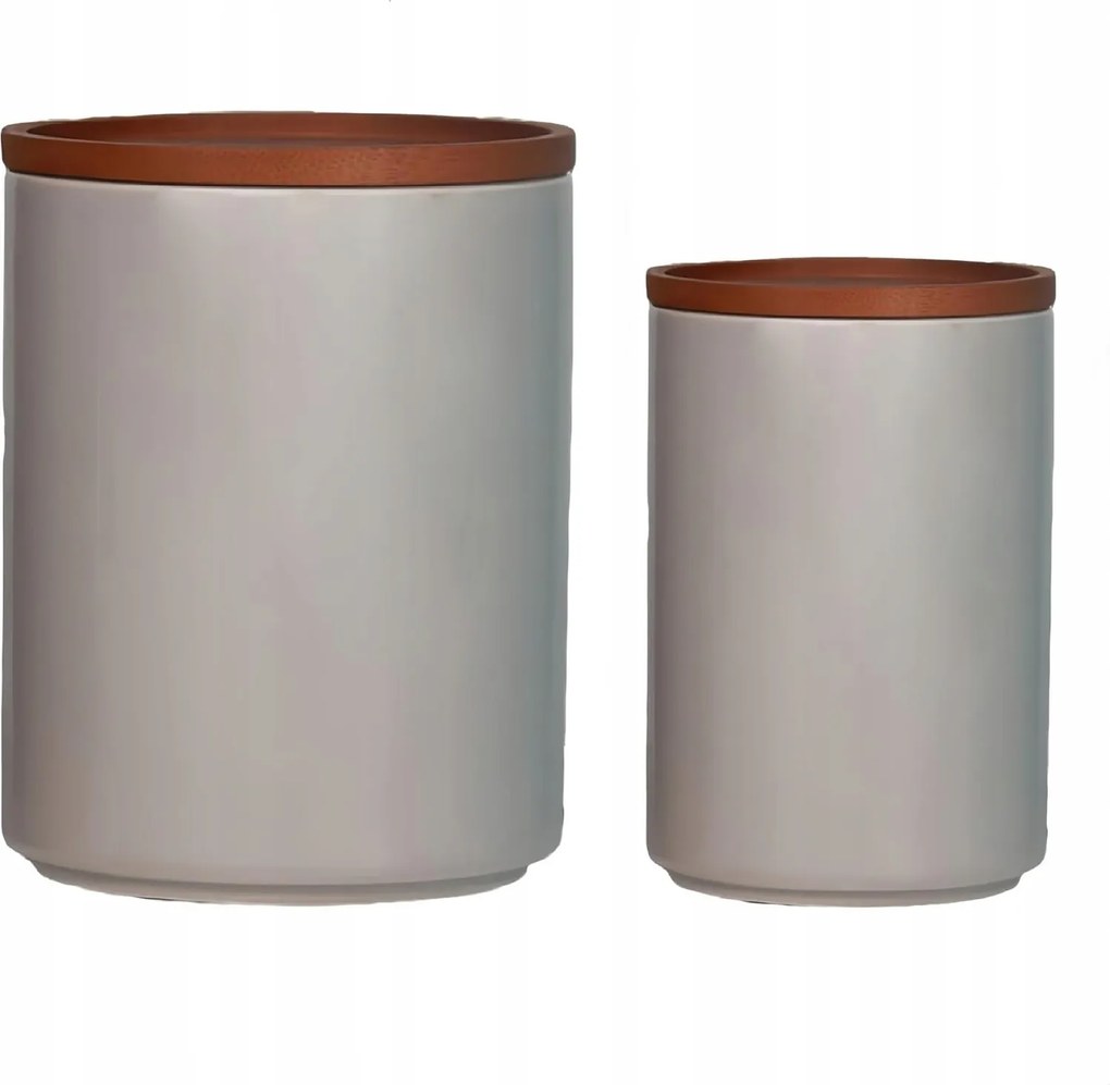 Szett 2 X Befőttes Üveg Kerámia Tartály 2 Méret Szürke