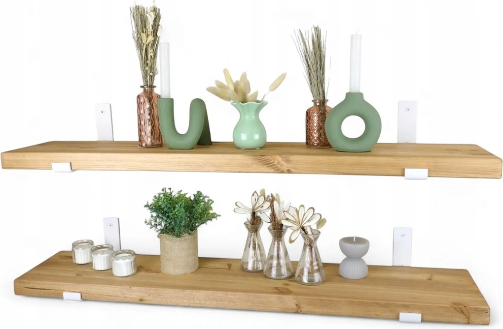 Fa fali polc fehér konzolokkal Skandináv 50cm x 15cm