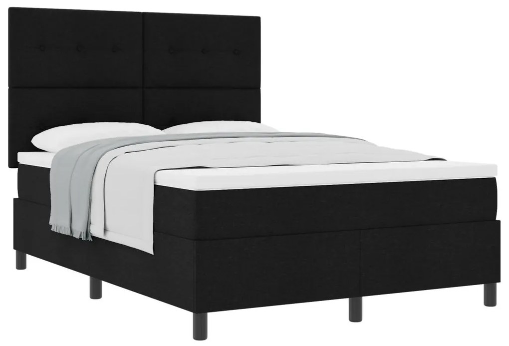 Box Spring Ágy Matraccal Fekete 140x200 cm Szövet