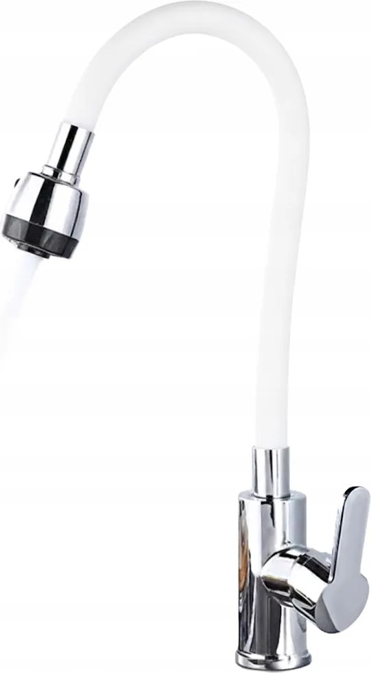 Konyhai csaptelep Flex 360° flexibilis kifolyócső 2 üzemmód króm matt fehér