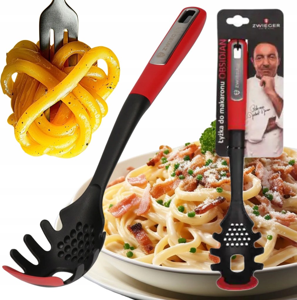 Zwieger Obsidian Tésztakanál 33CM Szilikon Soft Touch 220°C Ellenálló