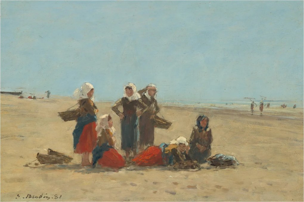 Kép - Eugène Boudin, Women on the Beach at Berck, reprodukciók (90x60 cm)