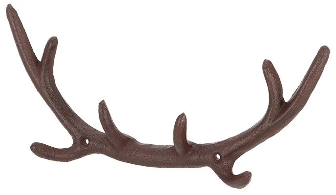 Öntöttvas szarvasagancs akasztó, 8 fogassal, 29 cm