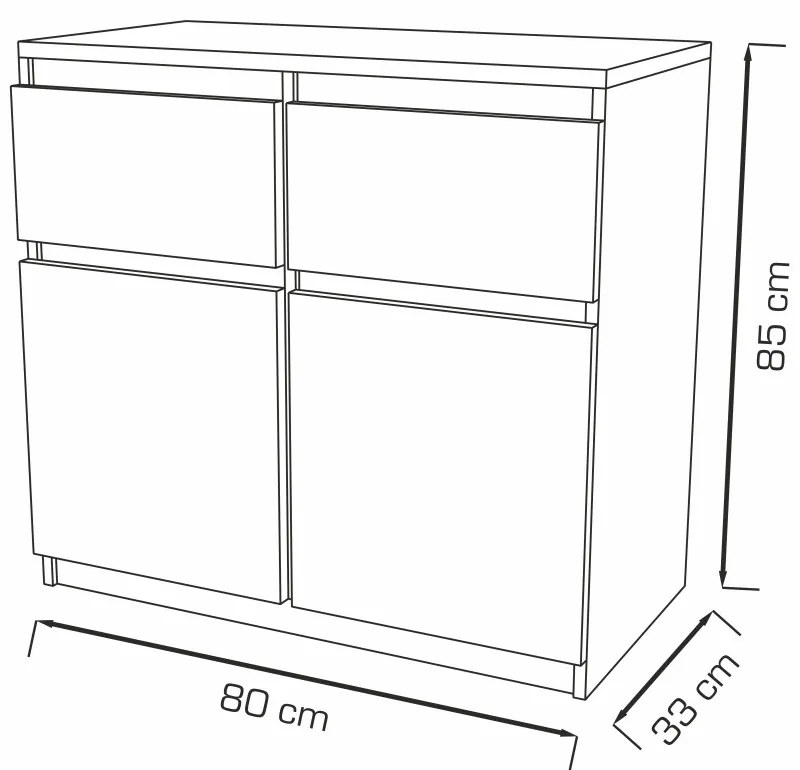 Washington 2S2F Komód Fehér
