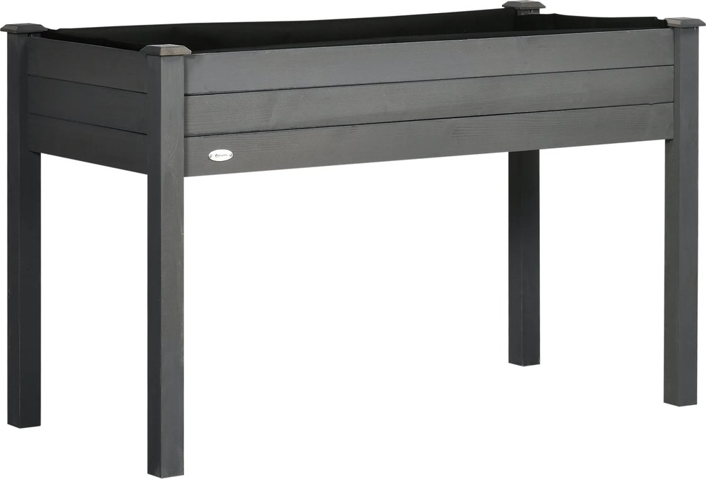 Outsunny Magasított Kertészládá dim. 123L x 57W x 76H cm Öntözőbetétekkel + Drainage Filc Szilárd Fenyőfából | Aosom