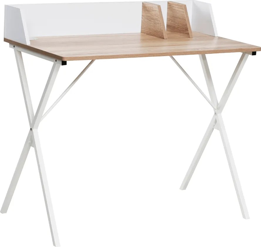 Számítógépasztal, világos tölgy/fehér, PSALMO