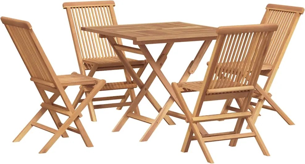 vidaXL 5 részes tömör tíkfa kerti étkezőgarnitúra