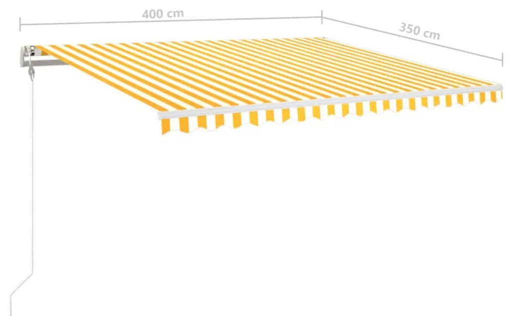 sárga-fehér szélérzékelős és LED-es napellenző 400x350 cm