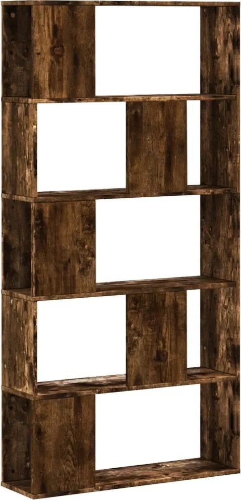 vidaXL 5 szintes füstös tölgy színű fa könyvespolc 80,5x23,5x162,5 cm