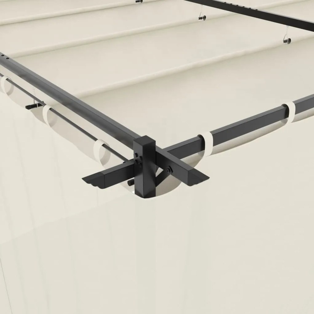 krémszínű acél pavilon függönyökkel 6 x 3 m
