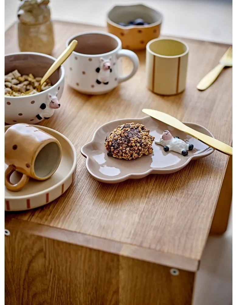 Fehér-barna kőedény gyerek tálka ø 14 cm Dolly – Bloomingville Mini