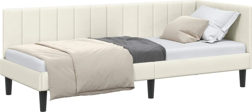 vidaXL Sarokágy keret fejtámlával Krém 80 cm x 200 cm Bársony