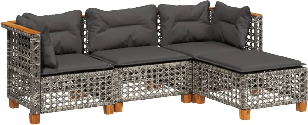 vidaXL 4 részes szürke polyrattan kerti ülőgarnitúra párnákkal