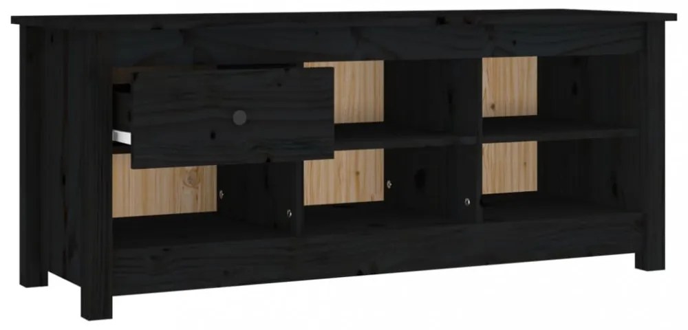 fekete tömör fenyőfa cipősszekrény 110 x 38 x 45,5 cm