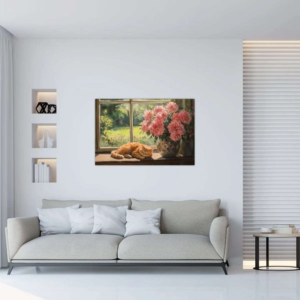 Kép - Macska az ablakban (90x60 cm)