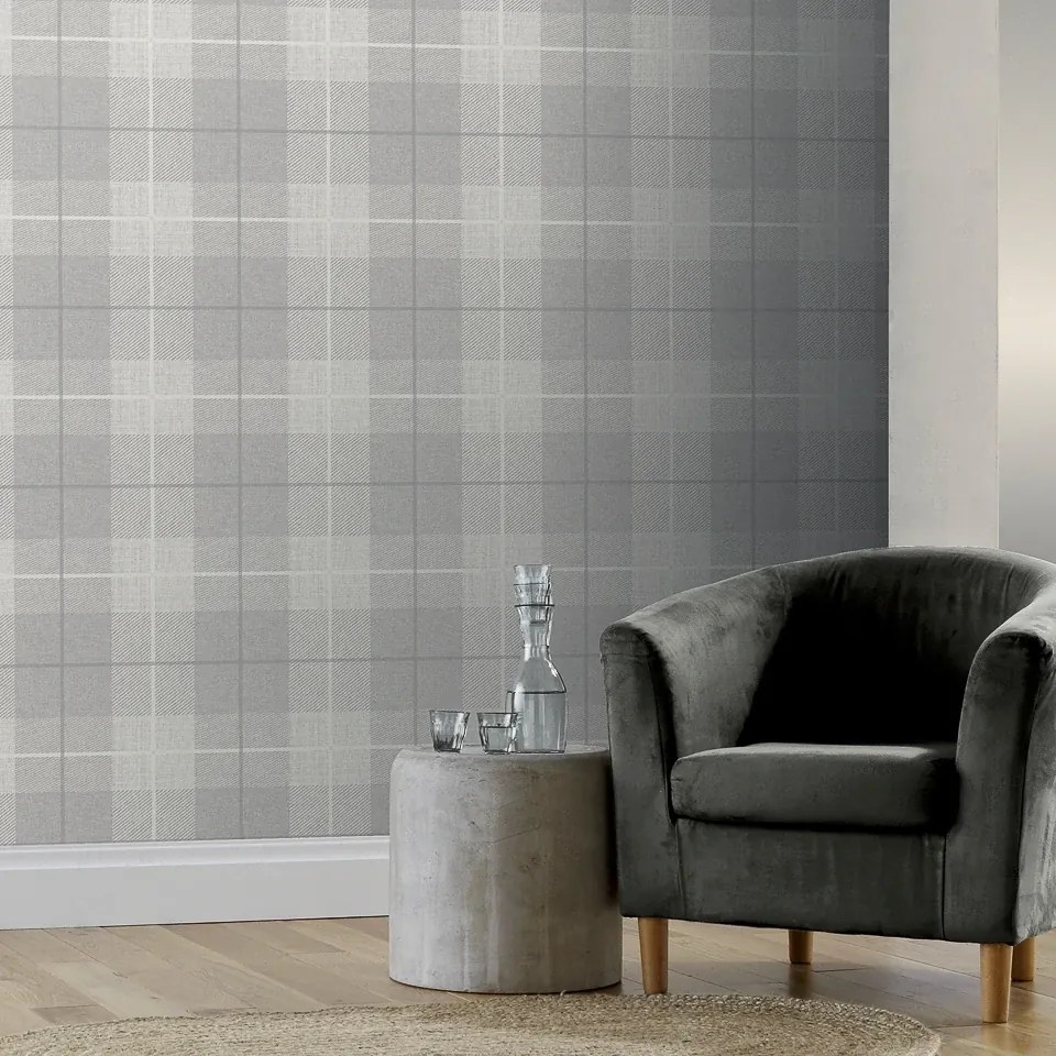 Arthouse Signature 1 Country Tartan szürke kockás vlies tapéta – 294901