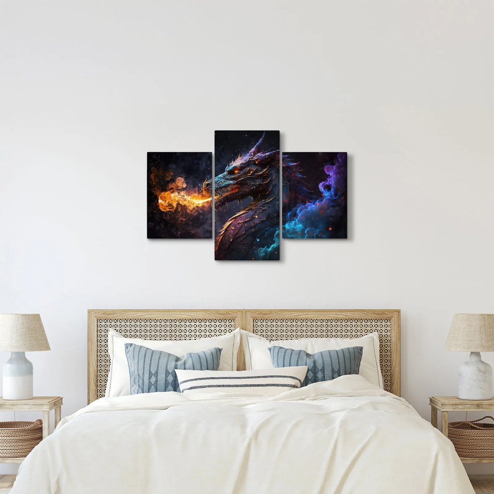 Kép - Lángokat köpködő sárkány (90x60 cm)
