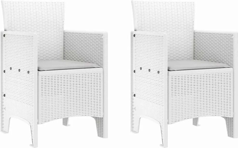 vidaXL Kerti Szék párnával 2 pcs Fehér 53 x 49 x 85 cm Polipropilén