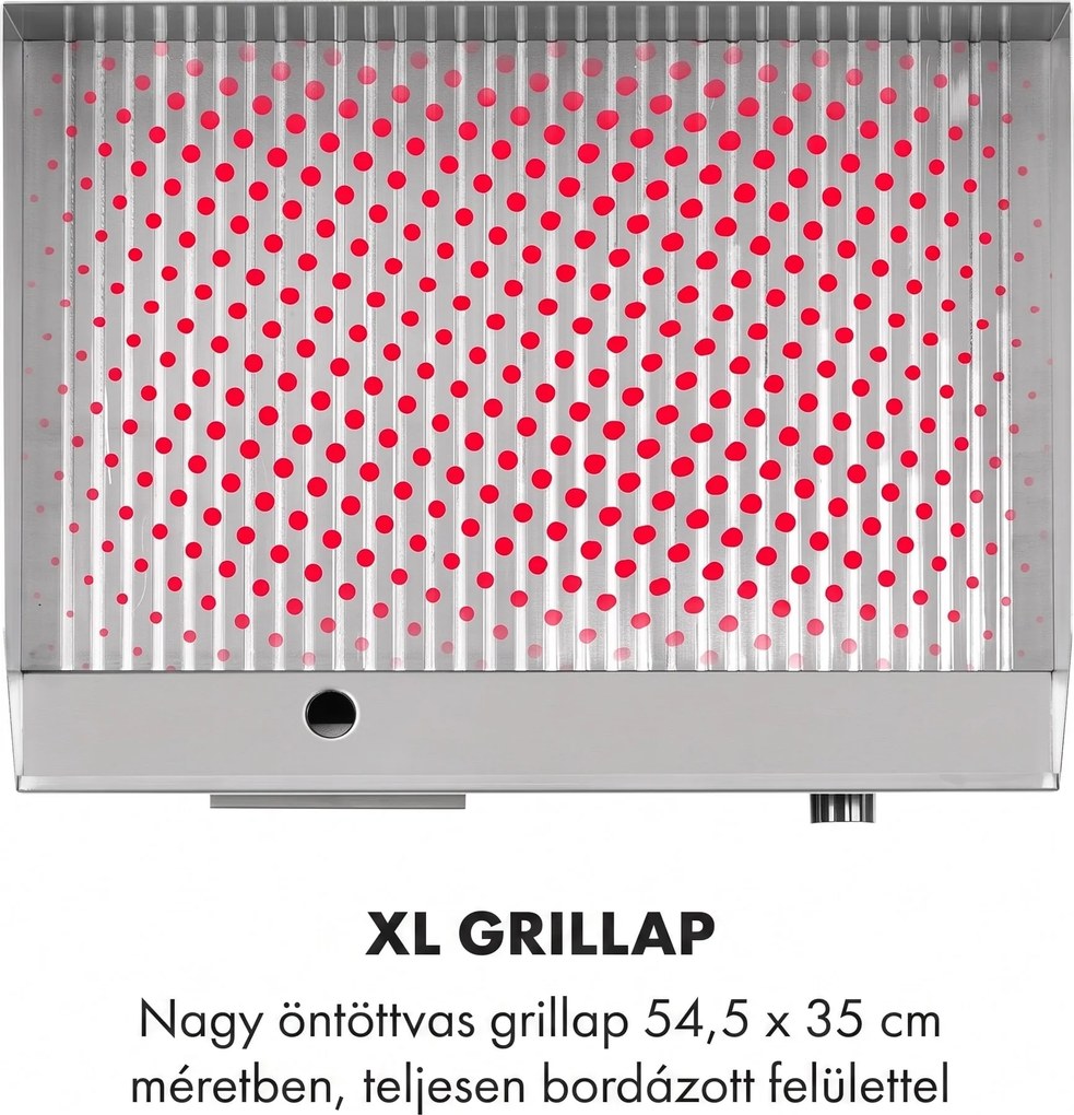 Klarstein Grillmeile 3000R, elektromos grill, 3000 W, grill lap, 54,5 x 35 cm, bordás