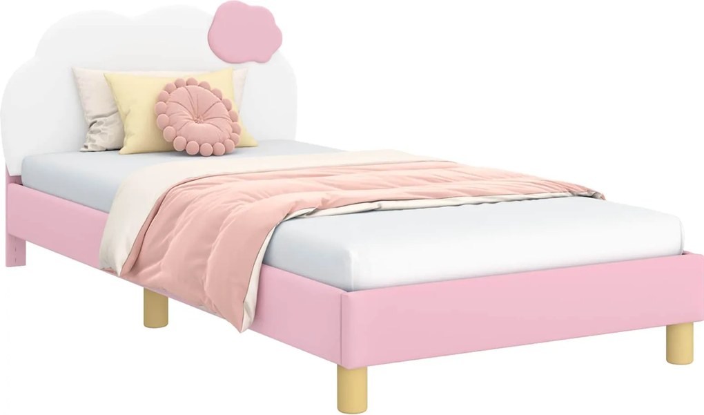 vidaXL Gyerekágy kerettel fejtámlával Rózsaszín 90 x 190 cm PU