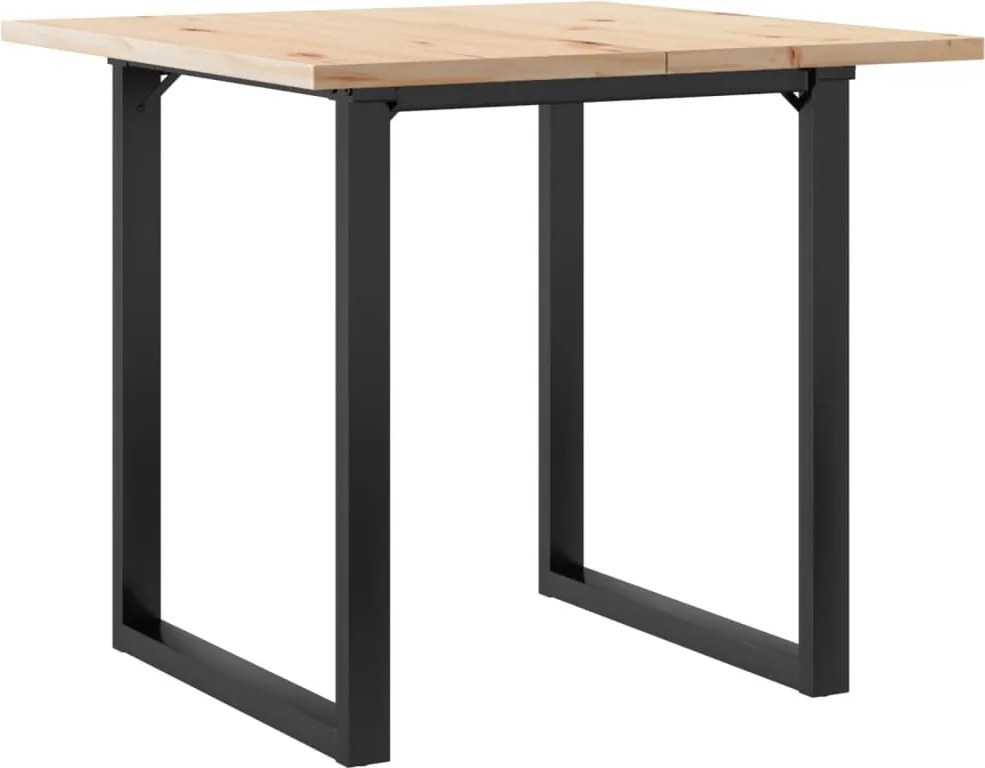 vidaXL tömör fenyőfa és acél étkezőasztal O-vázzal 80x80x75,5 cm