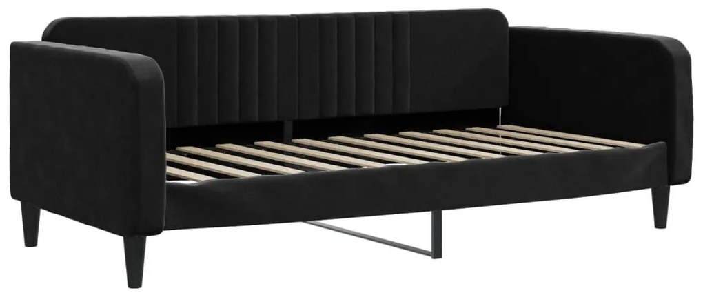 fekete kihúzható bársonyheverő 100 x 200 cm