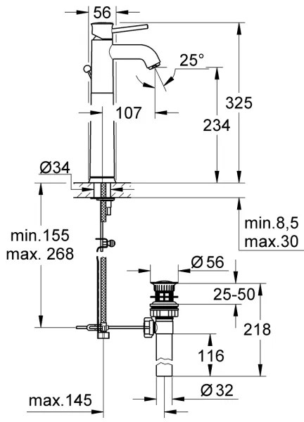 GROHE 32868000 - BAUCLASSIC mosdócsaptelep DN 15, fényes króm