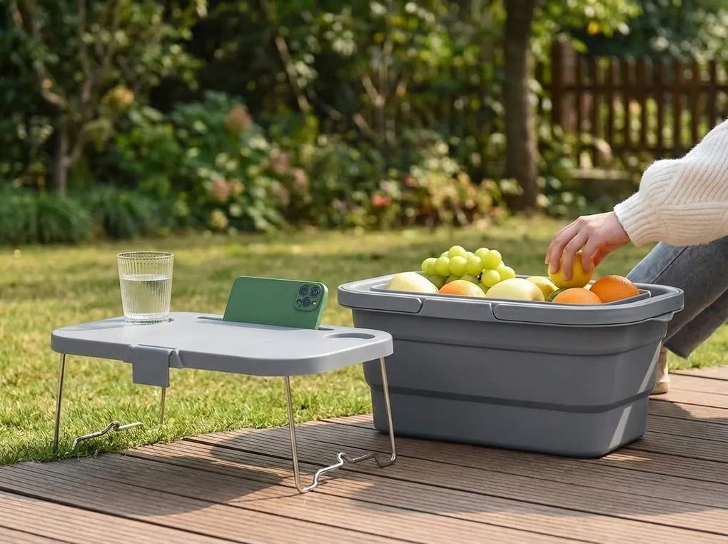 Összecsukható piknikkosár TRIGO 3 az 1-ben, szürke