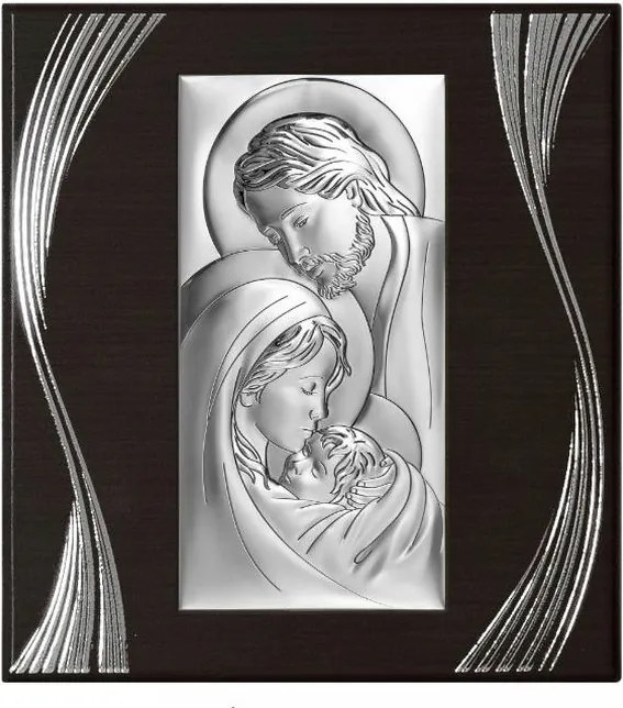 Vászonkép ezüst 28x30,5cm Szent Család téglalap keret barna