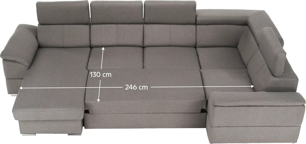 Ülőgarnitúra, szükésbarna Taupe, balos kivitel, SEGORIA ROH U