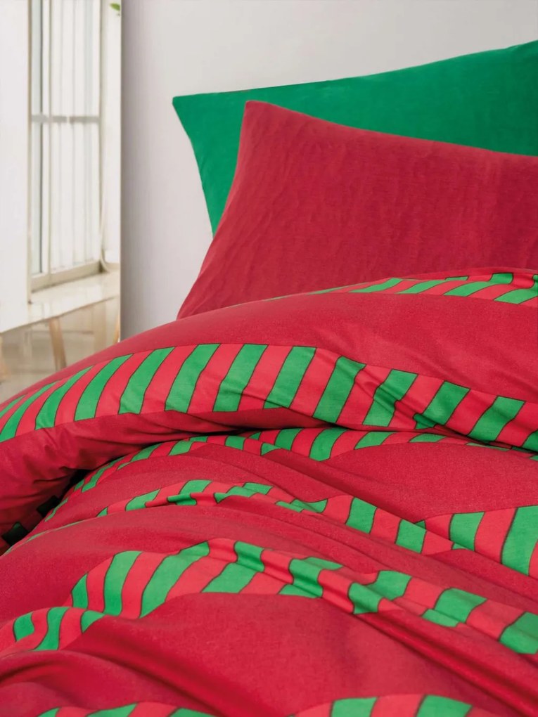 Holly Ranforce dupla ágyneműhuzat garnitúra feszített lepedővel 160 × 200+30 cm, zöld
