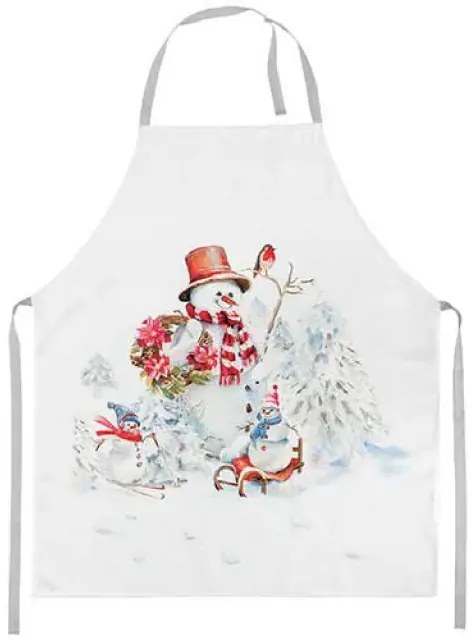 Karácsonyi hóemberes kötény 70x85cm Sporty snowmen