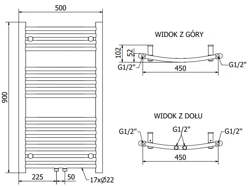 Mexen, Mexen Ares elektromos fűtés 900 x 500 mm, 300 W, króm - W102-0900-500-2300-01