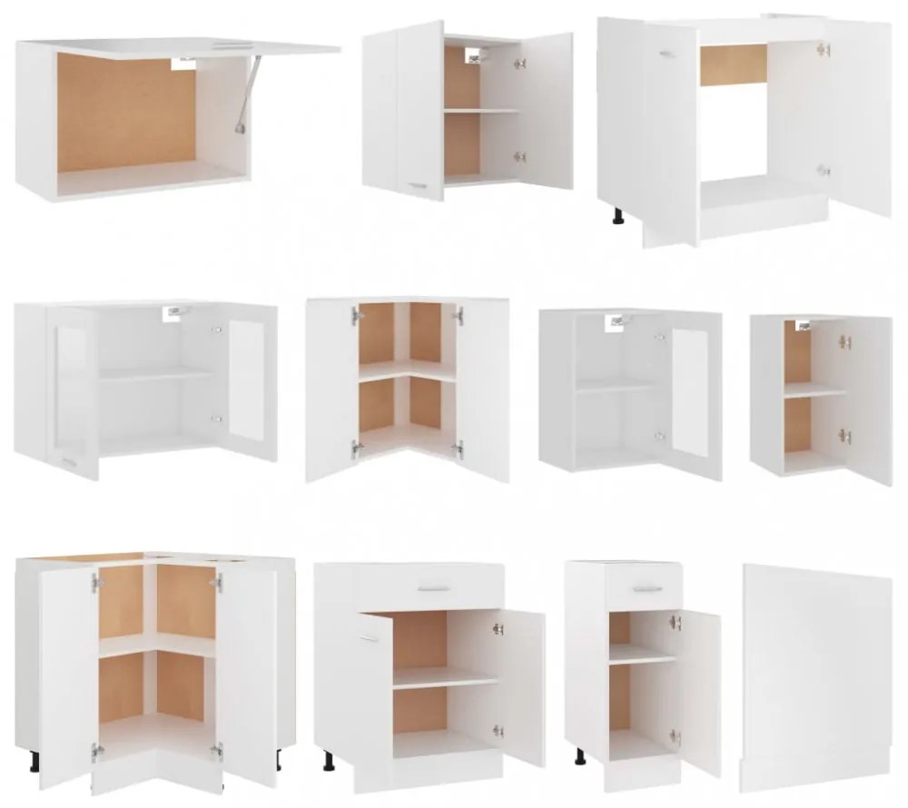 Lyon 11 részes fehér forgácslap konyhai szekrénygarnitúra