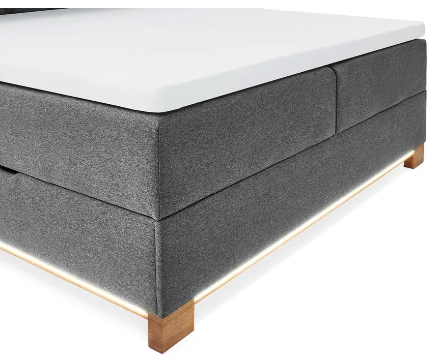 Szürke ágyneműtartós boxspring ágy 180x200 cm Messina – Meise Möbel