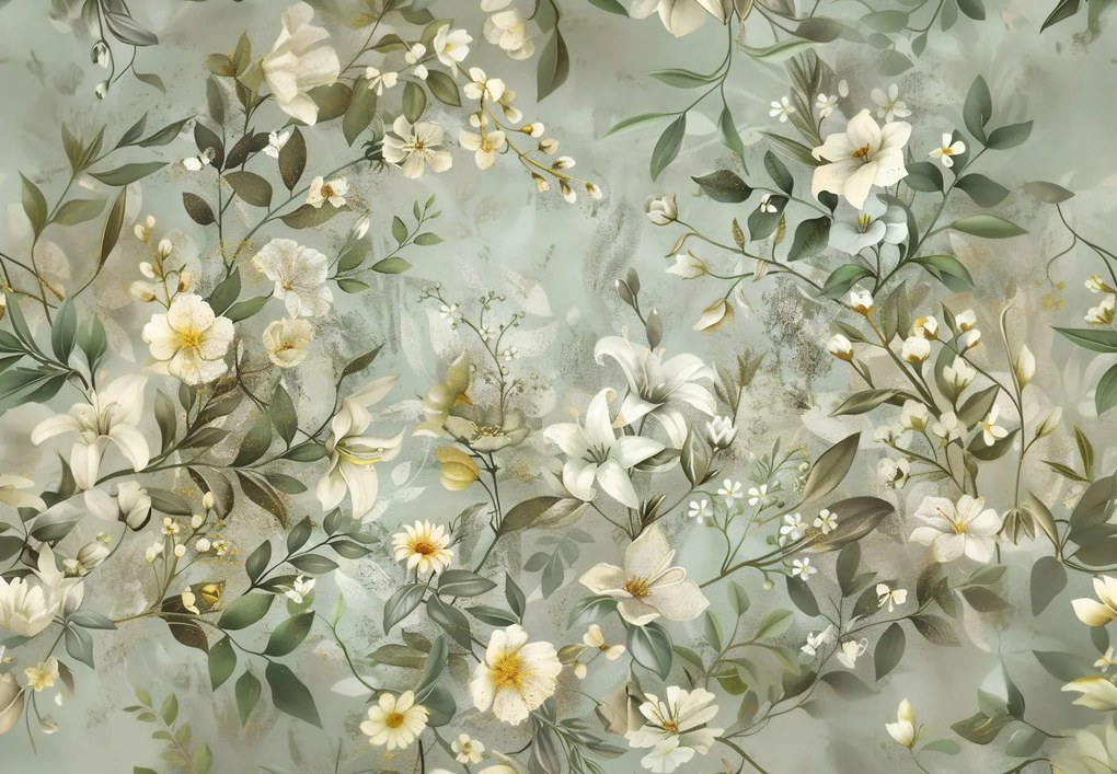 Fotótapéta - Olívazöld virágok (147x102 cm)