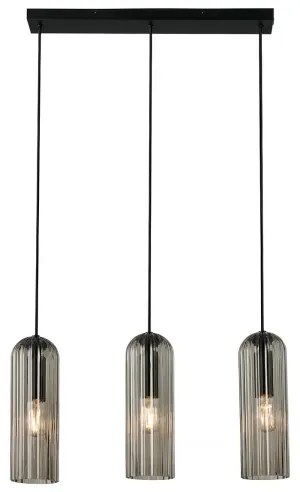 Nordlux - Kábellel függesztett MIELLA csillár 3xE27/25W/230V fekete/füstszínű