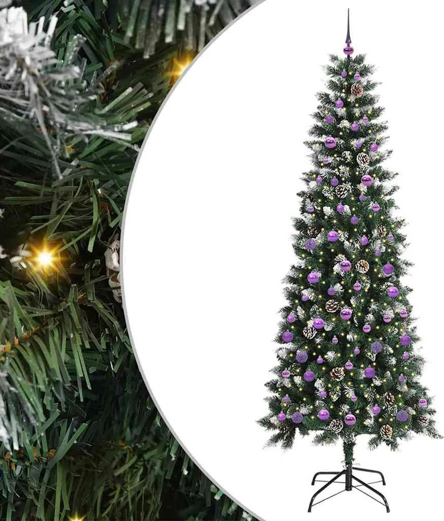 vidaXL Mű karácsonyfa 300 LED-del Zöld 240 cm PVC és Műanyag és Acél