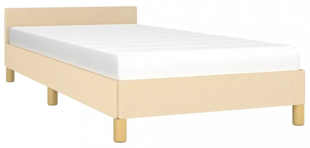 krémszínű szövet ágykeret fejtámlával matrac nélkül 80 x 200 cm