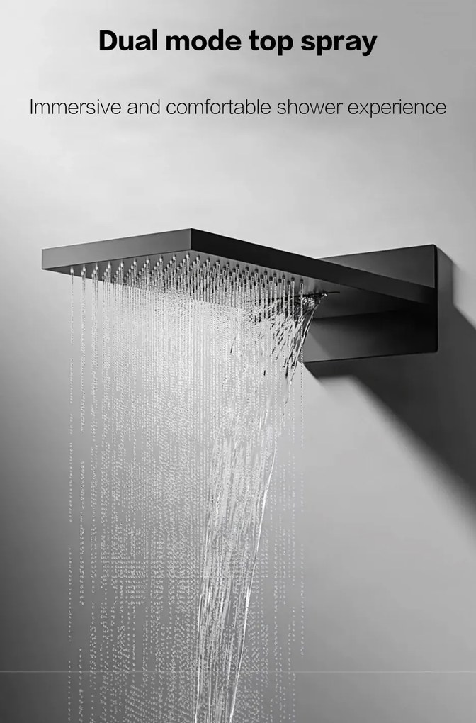 Falba süllyesztett zuhanyrendszer ELITE EDITION BCS1050 LED-kijelzővel, több színváltozatban — Matt fekete — Két kimenetes