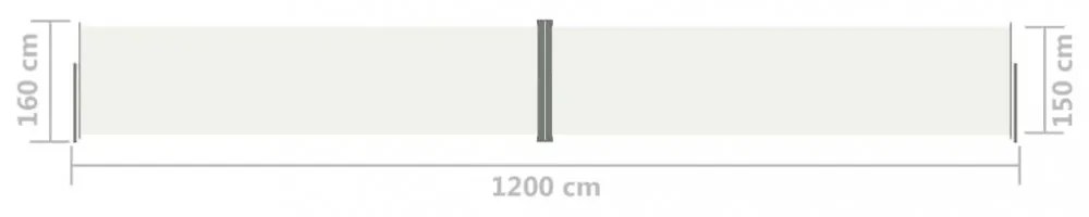 krémszínű behúzható oldalsó napellenző 160 x 1200 cm