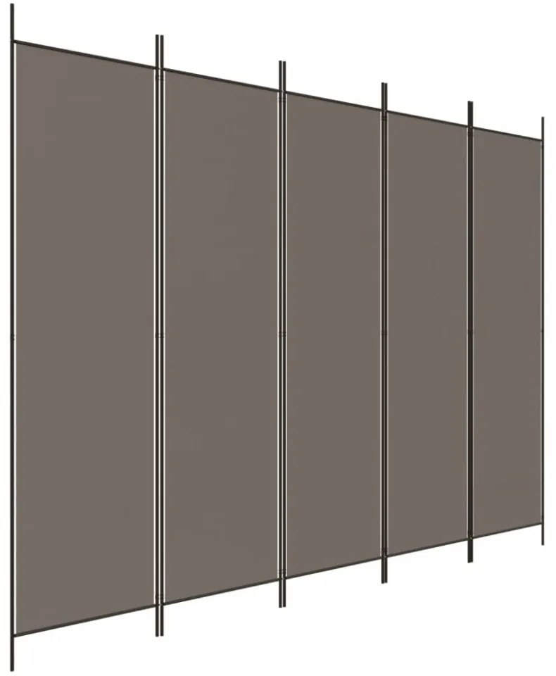 5 paneles antracitszürke szövet térelválasztó 250 x 220 cm