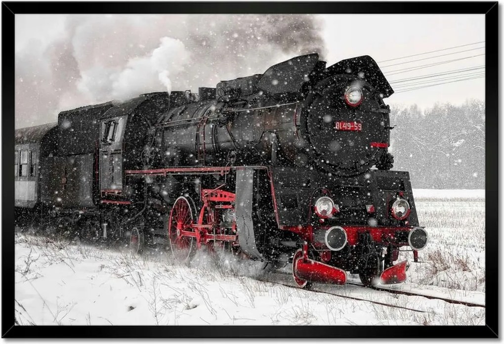 Poszterek keretben 60x40 Mozdony Ol49-59 Hó