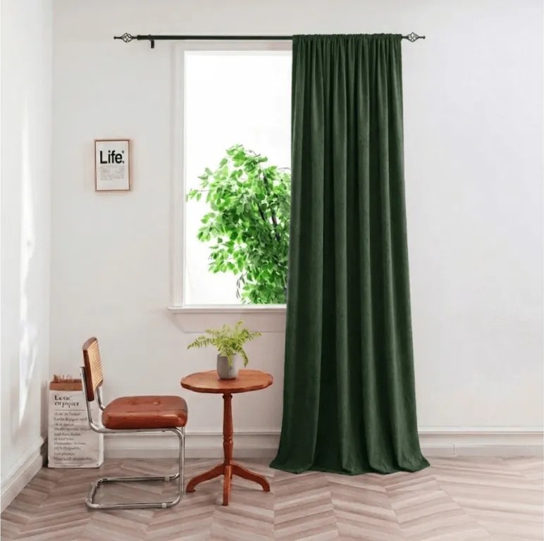 Sötétítő függöny DUNES VELVET 140x250 cm, sötétzöld Felfüggesztés: Fém gyűrűk